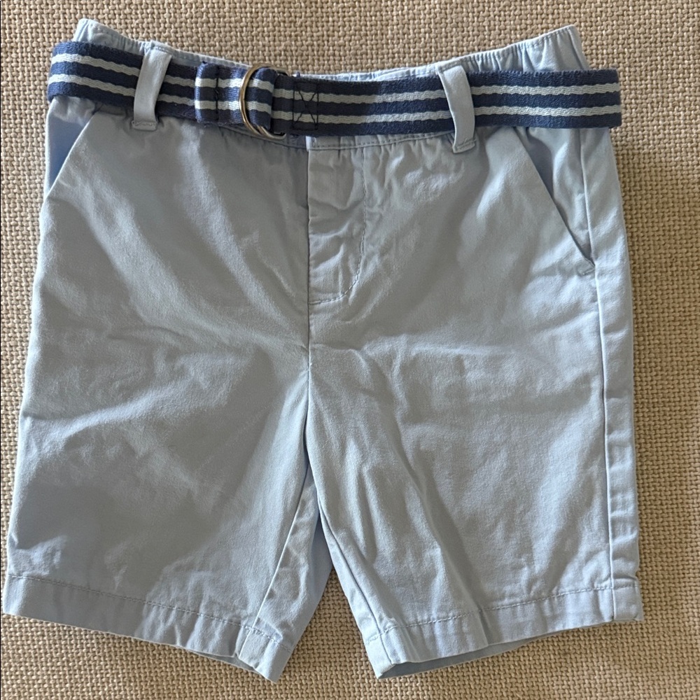 Jacadi Sky Blue Shorts with Navy Striped Belt